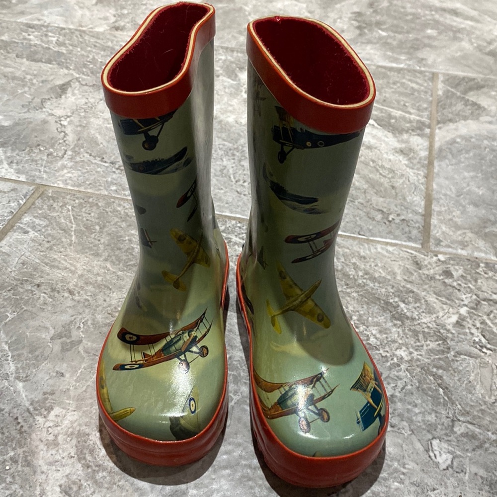 Rany Zany airplane rain boots size 8 toddler boys